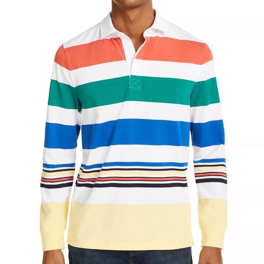 Club Room Men's Roadmap Striped Rugby Long Sleeve